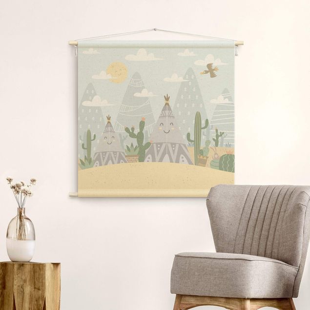 cloth wall hanging Tepee with Cacti