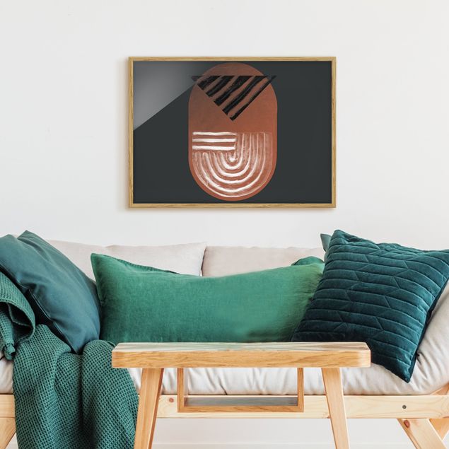 Framed poster - Indigenous Clay Geometry On Dark Grey
