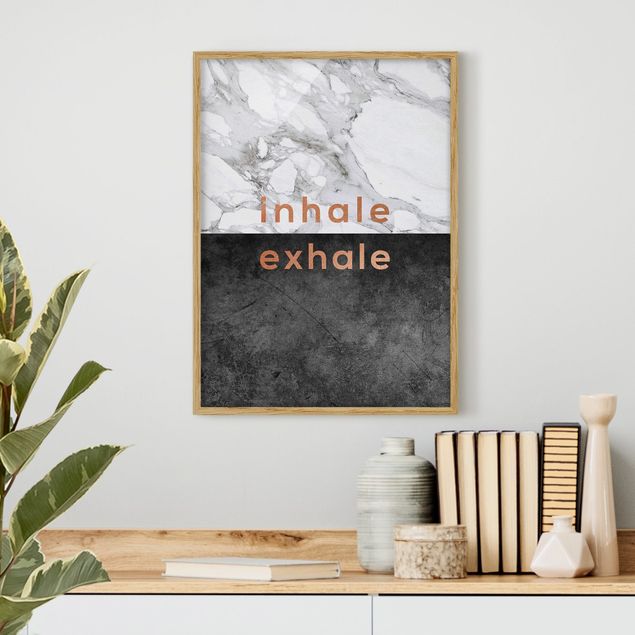 Framed poster - Inhale Exhale Copper And Marble