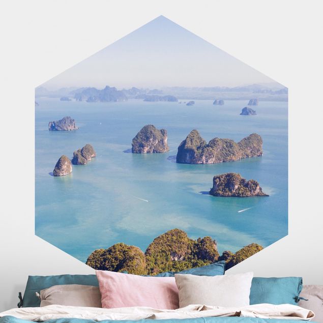 Self-adhesive hexagonal wall mural Island In The Ocean