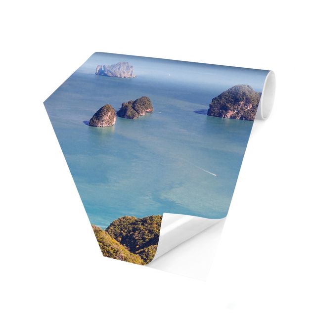 Self-adhesive hexagonal pattern wallpaper - Island In The Ocean