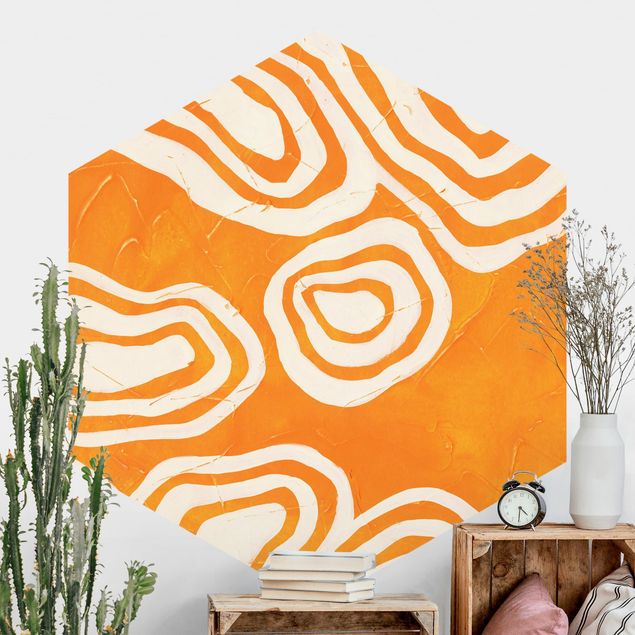 Self-adhesive hexagonal wall mural Islands In Orange Ocean