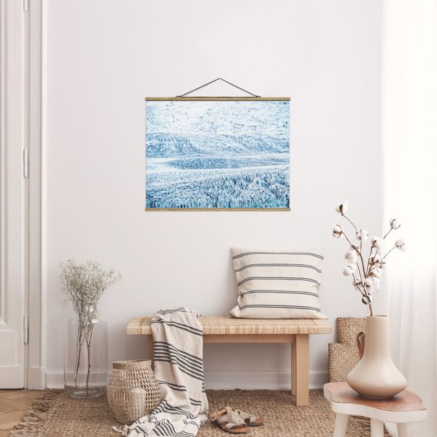 Fabric print with poster hangers - Icelandic Glacier Pattern - Landscape format 4:3