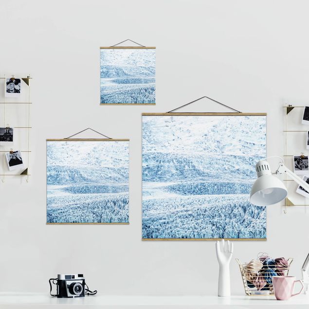 Fabric print with poster hangers - Icelandic Glacier Pattern - Square 1:1