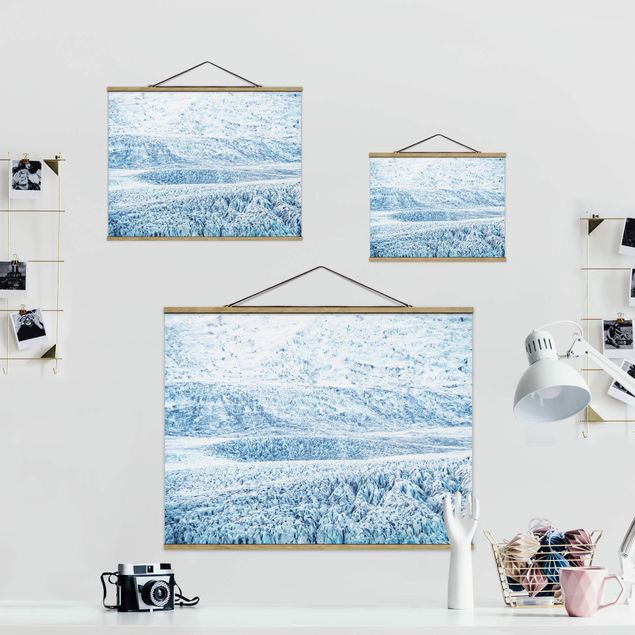 Fabric print with poster hangers - Icelandic Glacier Pattern - Landscape format 4:3