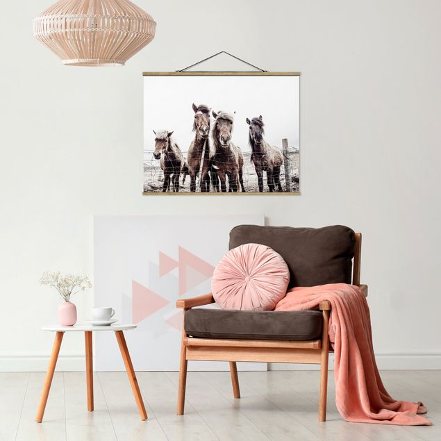 Fabric print with poster hangers - Icelandic Horse - Landscape format 4:3