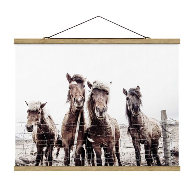 Fabric print with poster hangers - Icelandic Horse - Landscape format 4:3