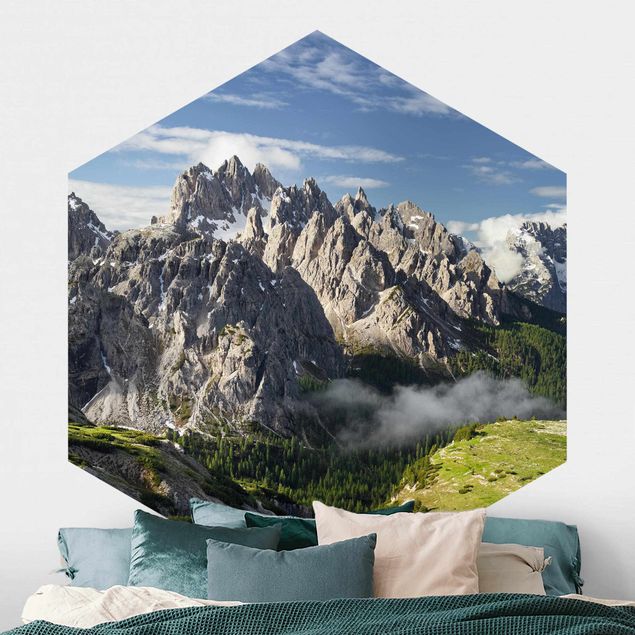 Self-adhesive hexagonal wall mural Italian Alps