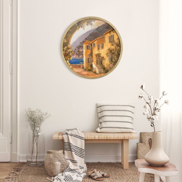 Circular framed print - Italian Landscape - Flower Arch