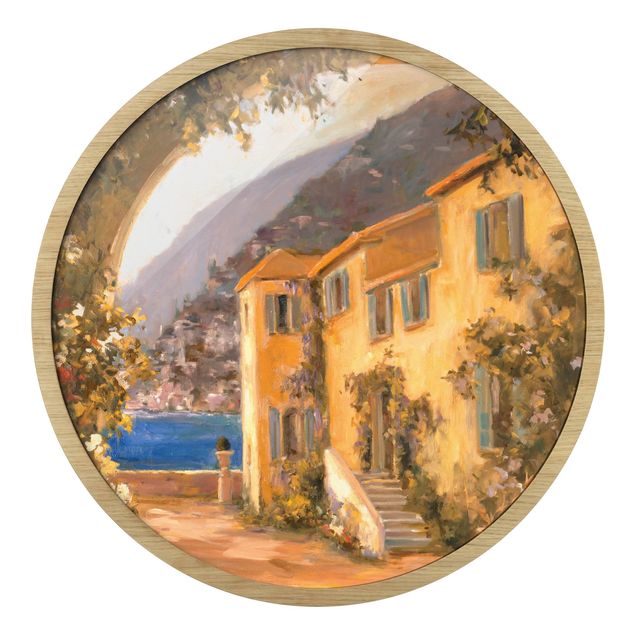 Circular framed print - Italian Landscape - Flower Arch