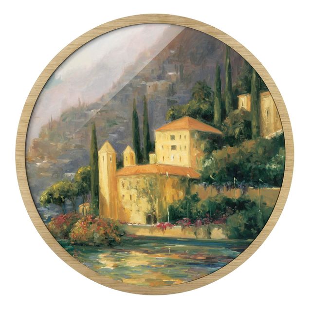 Circular framed print - Italian Landscape - Country House
