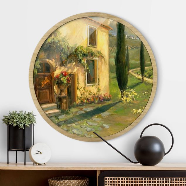 Framed prints round Italian Landscape - Cypress