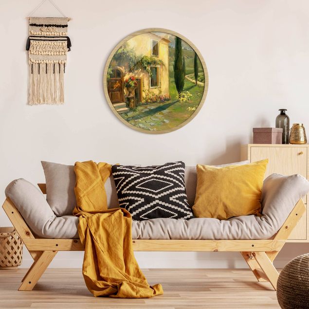 Circular framed print - Italian Landscape - Cypress