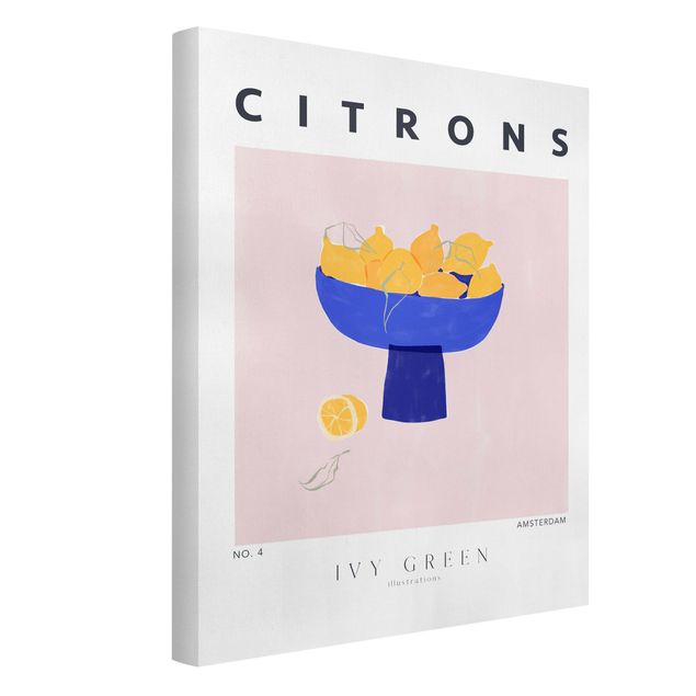 Print on canvas - Ivy Green Illustrations - Citrons - Portrait format 3:4
