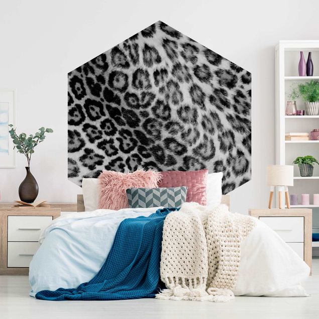 Self-adhesive hexagonal pattern wallpaper - Jaguar Skin Black And White