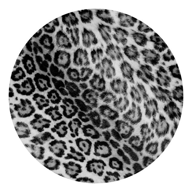 Self-adhesive round wallpaper - Jaguar Skin Black And White
