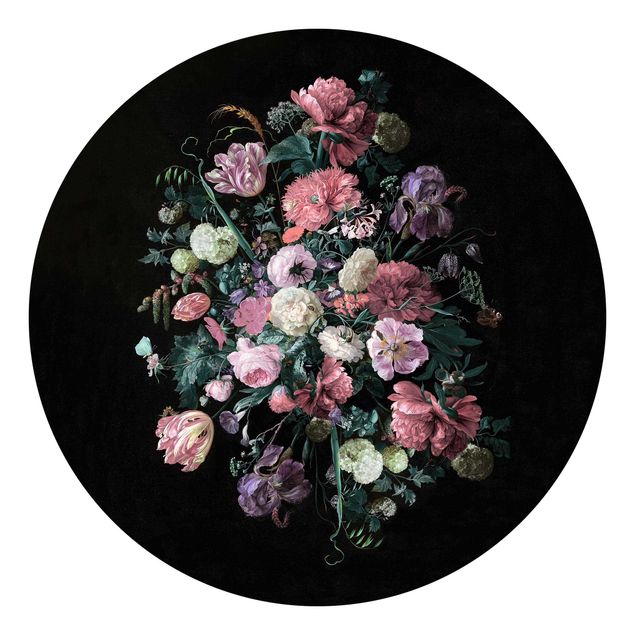Self-adhesive round wallpaper kitchen - Jan Davidsz De Heem - Dark Flower Bouquet