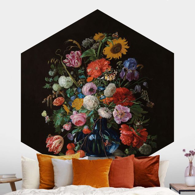 Hexagonal wall mural Jan Davidsz De Heem - Glass Vase With Flowers