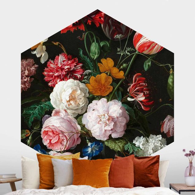 Hexagonal wallpapers Jan Davidsz De Heem - Still Life With Flowers In A Glass Vase