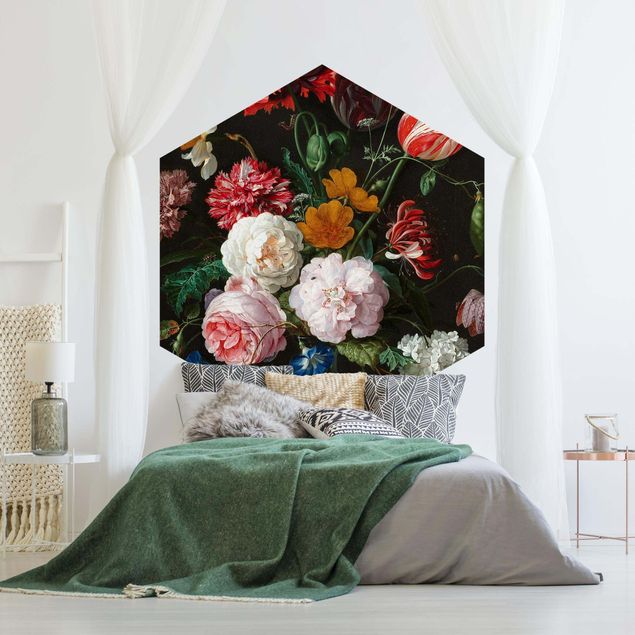 Self-adhesive hexagonal pattern wallpaper - Jan Davidsz De Heem - Still Life With Flowers In A Glass Vase