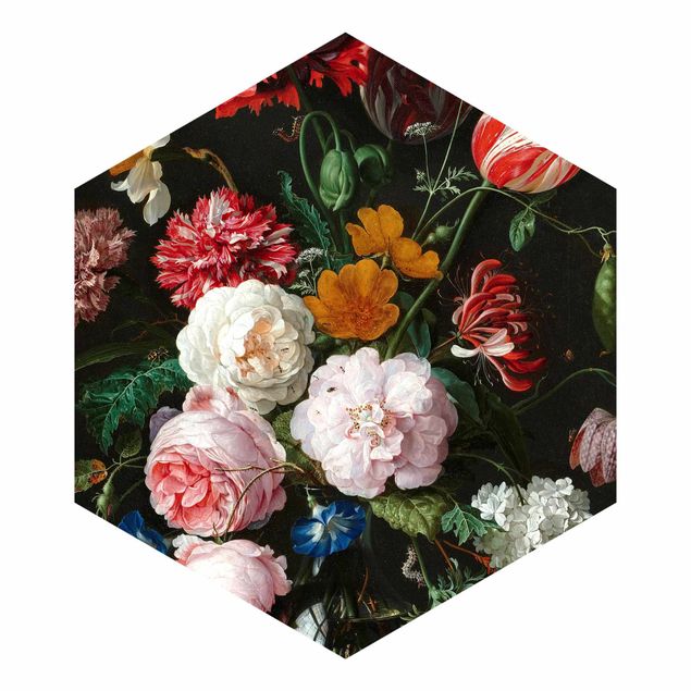 Self-adhesive hexagonal pattern wallpaper - Jan Davidsz De Heem - Still Life With Flowers In A Glass Vase