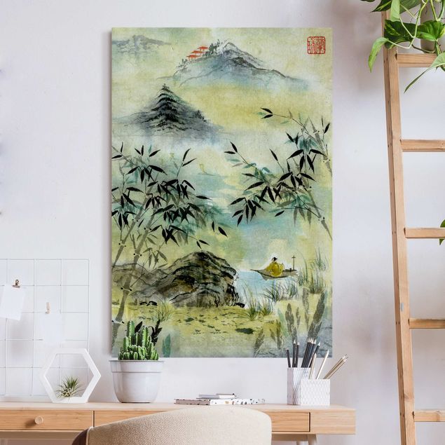 Acoustic art panels Japanese Watercolour Drawing Bamboo Forest