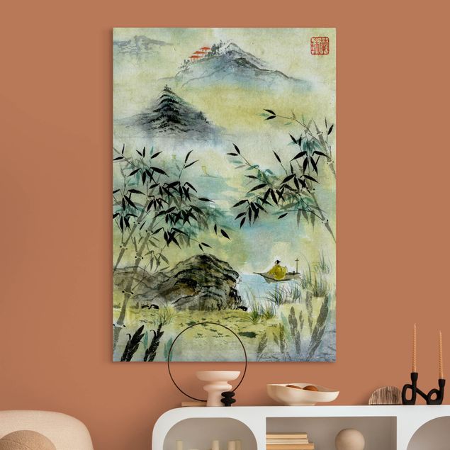 Acoustic art panel - Japanese Watercolour Drawing Bamboo Forest