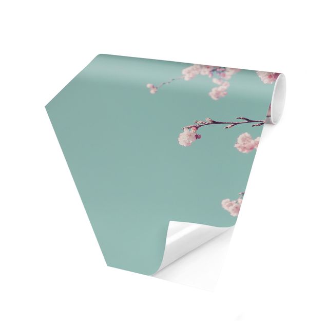 Self-adhesive hexagonal pattern wallpaper - Japanese Cherry Blossoms