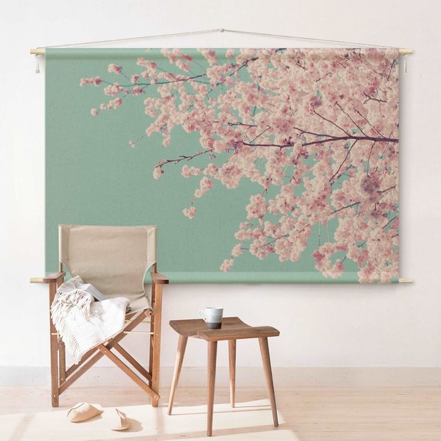 modern wall tapestry Japanese Cherry Blossoms