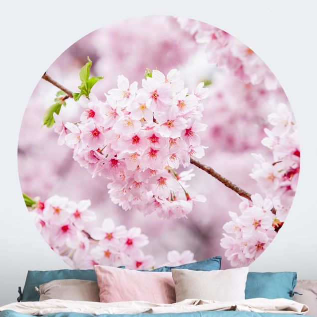 Self-adhesive round wallpaper - Japanese Cherry Blossoms