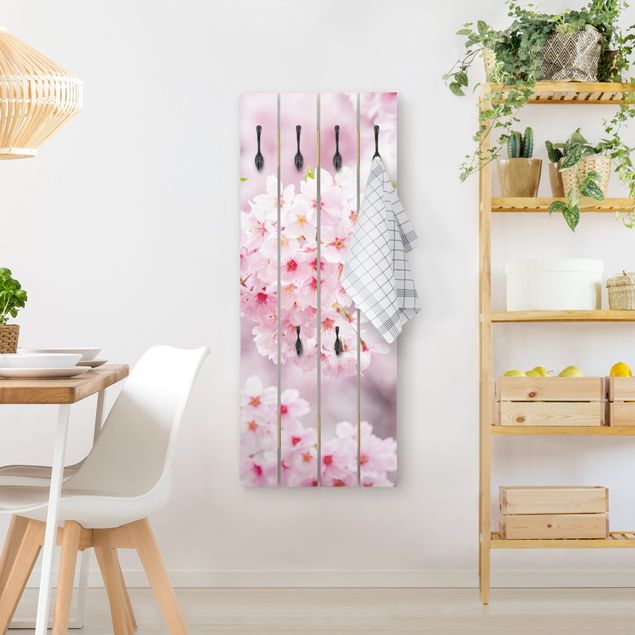 Wooden coat rack - Japanese Cherry Blossoms