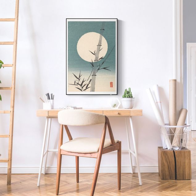 Print with acoustic tension frame system - Japanese Drawing Bamboo And Moon