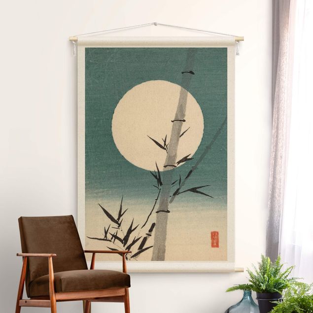 modern tapestry Japanese Drawing Bamboo And Moon