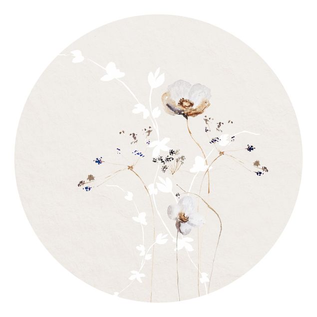 Self-adhesive round wallpaper - Japanese Ikebana