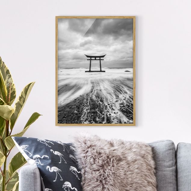 Framed poster - Japanese Torii In The Ocean