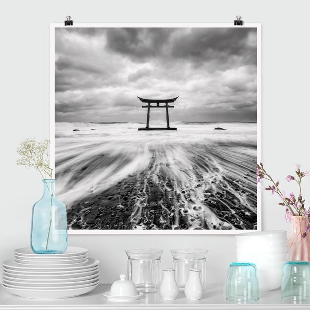 Poster - Japanese Torii In The Ocean