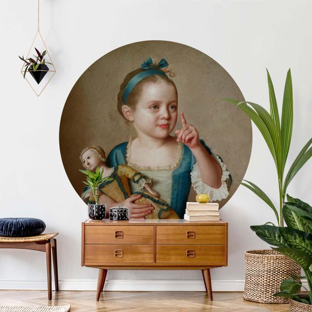 Self-adhesive round wallpaper - Jean Etienne Liotard - Girl With Doll