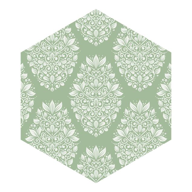 Self-adhesive hexagonal pattern wallpaper - Art Nouveau Pattern On Green