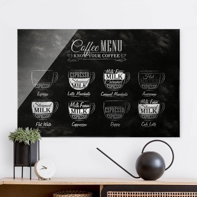 Glas Magnetboard Coffee Varieties Chalkboard