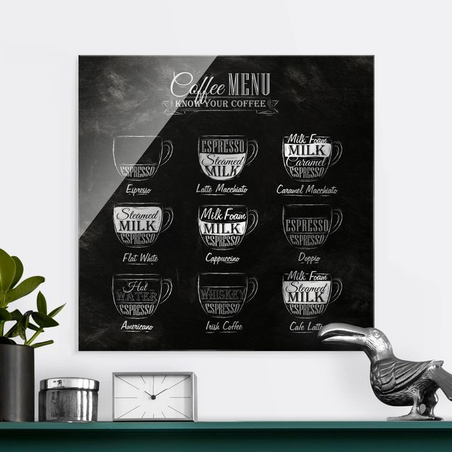 Glas Magnetboard Coffee Varieties Chalkboard