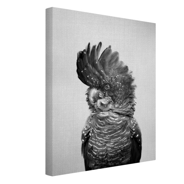 Canvas print - Cockatoo Kanye Black And White - Portrait format 3:4