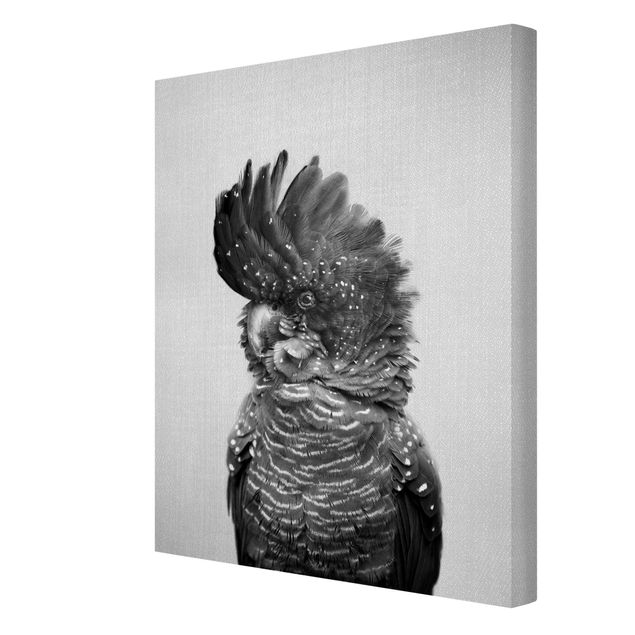 Canvas print - Cockatoo Kanye Black And White - Portrait format 3:4