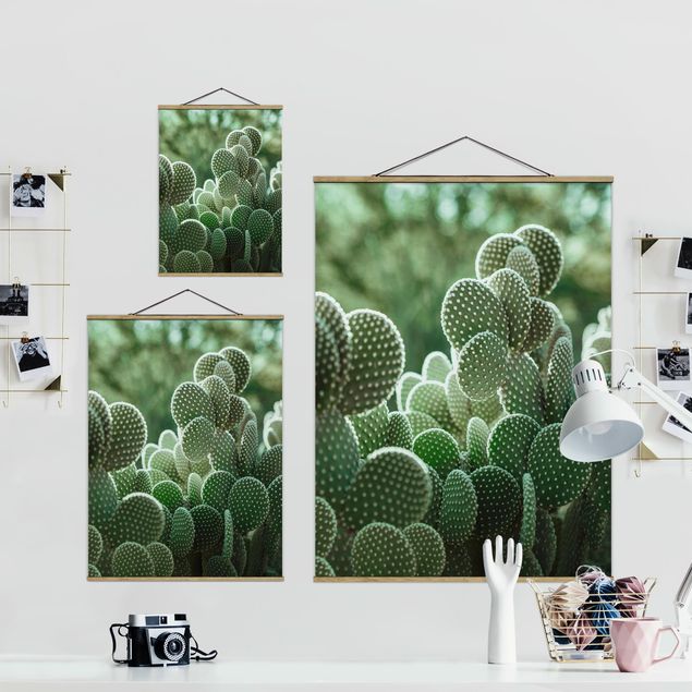 Fabric print with poster hangers - Cacti - Portrait format 3:4