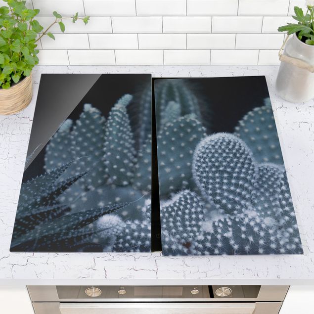 Stove top covers - Familiy Of Cacti At Night