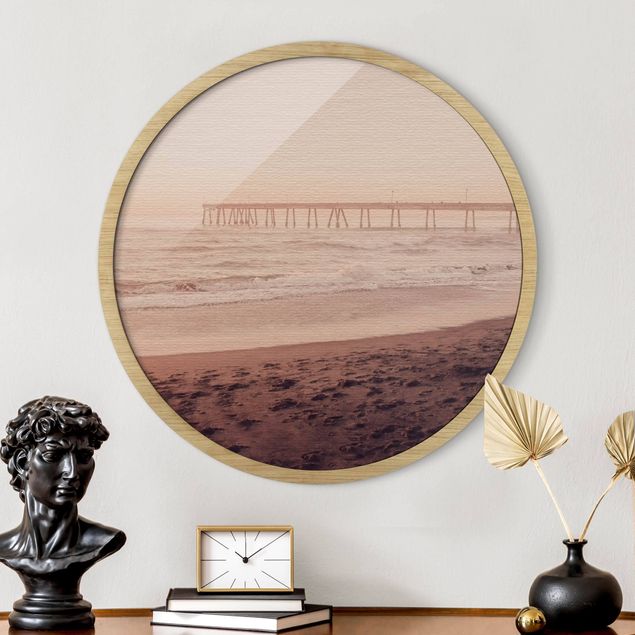 Framed prints round California Crescent Shaped Shore