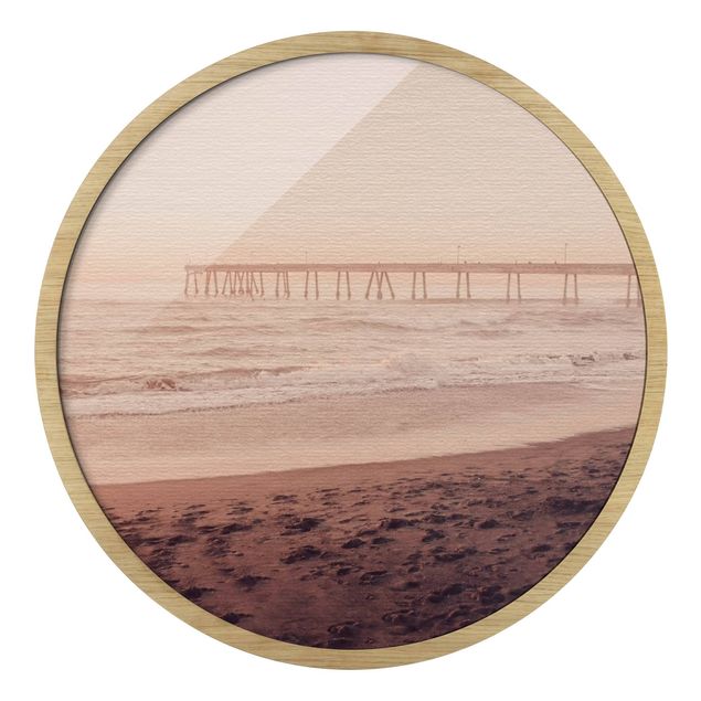 Circular framed print - California Crescent Shaped Shore
