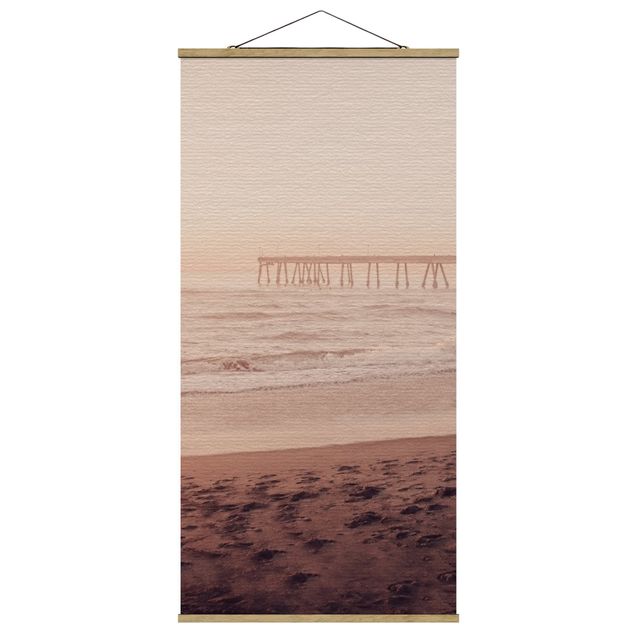 Fabric print with poster hangers - California Crescent Shaped Shore - Portrait format 1:2
