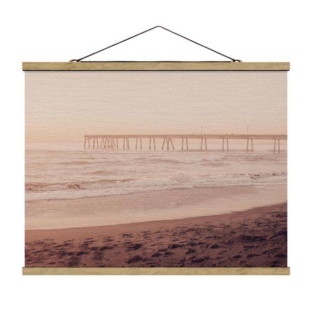 Fabric print with poster hangers - California Crescent Shaped Shore - Landscape format 4:3