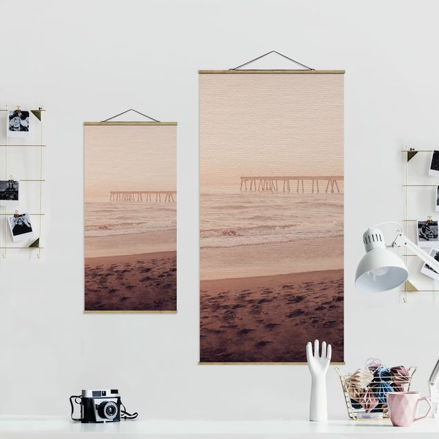Fabric print with poster hangers - California Crescent Shaped Shore - Portrait format 1:2