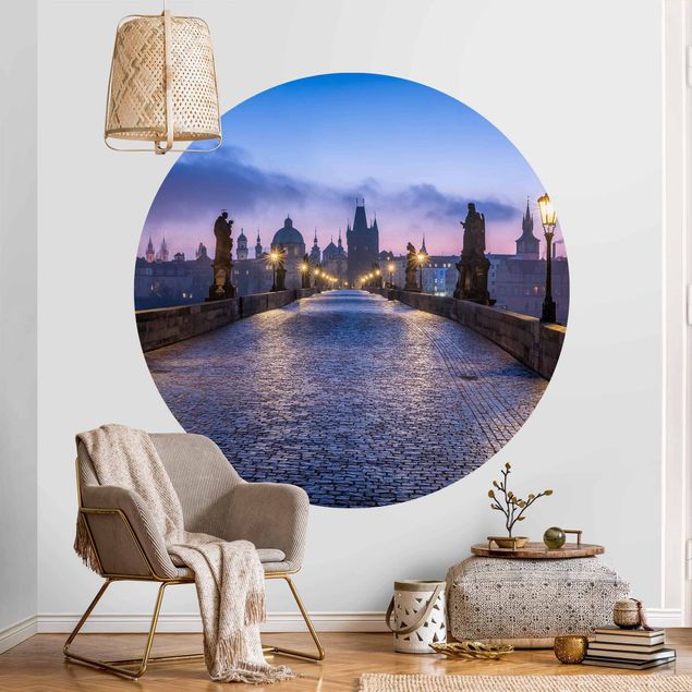 Self-adhesive round wallpaper - Charles Bridge In Prague